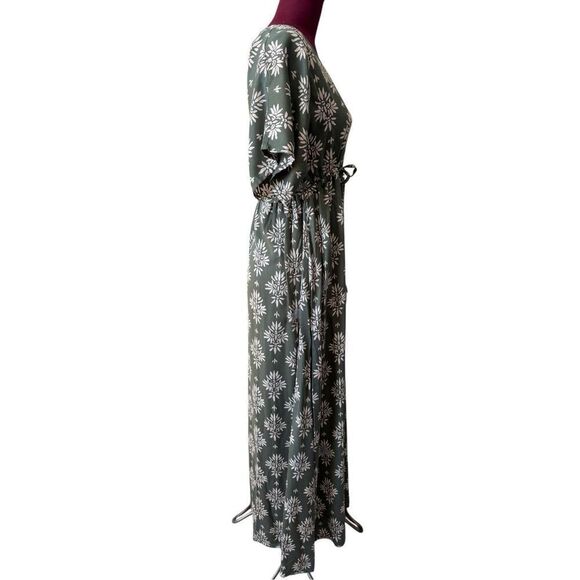 Sohalia Maxi Dress One Size Green Floral Sun Cover up Viscose - Picture 7 of 9